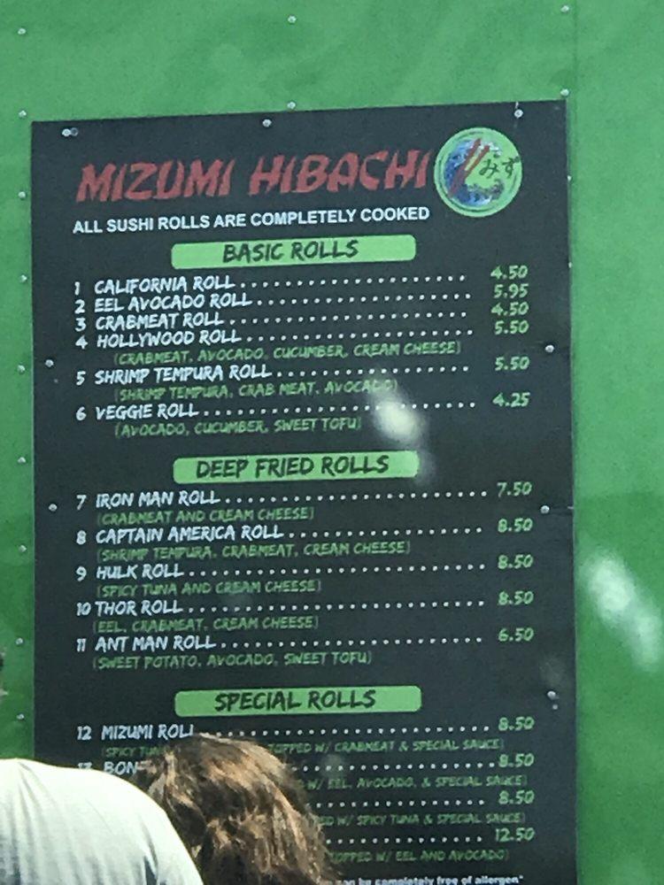 Menu at MIZUMI SEDALIA restaurant, Sedalia