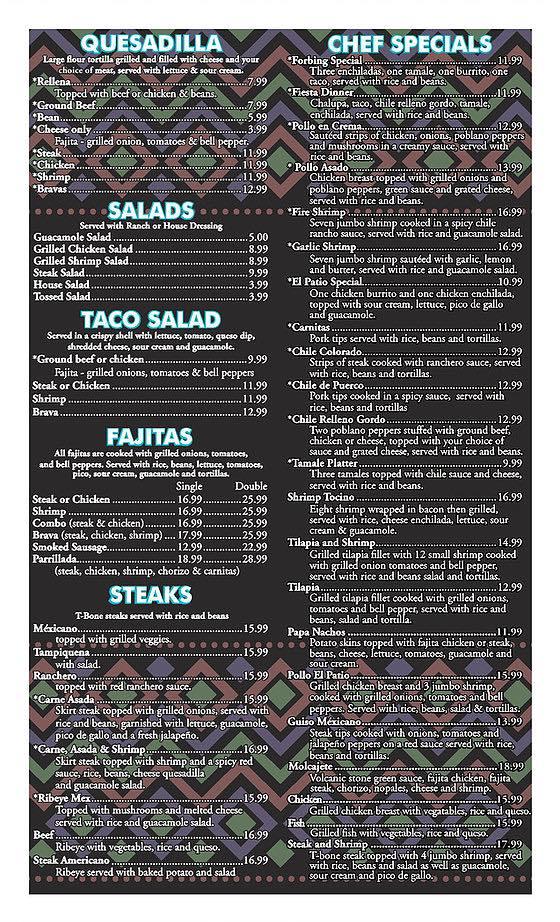 Menu at El Patio Mexican Restaurant, Shreveport, Forbing Rd