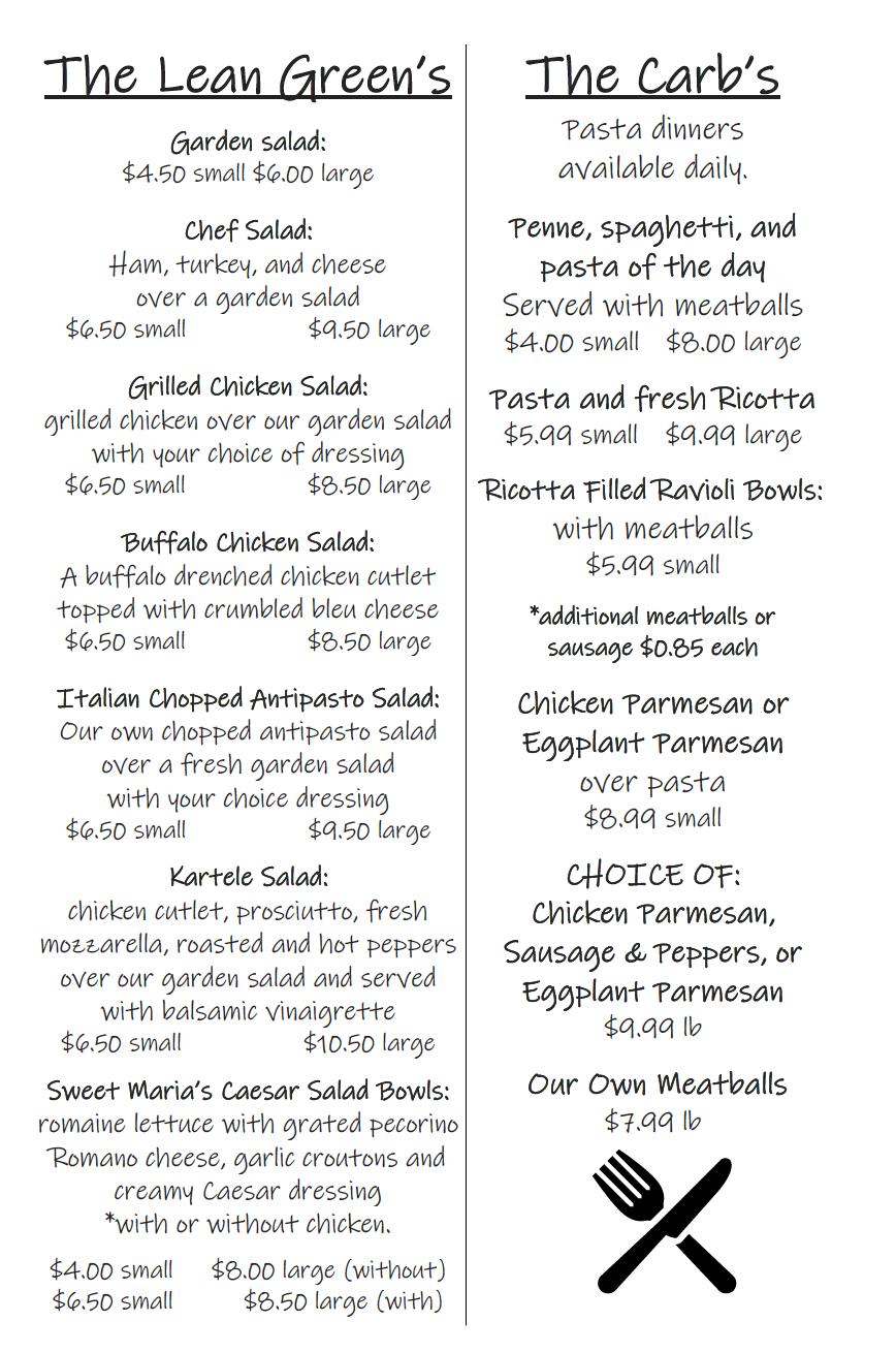 Menu at Cavallo's Deli and Imported Italian Foods Waterbury restaurant ...