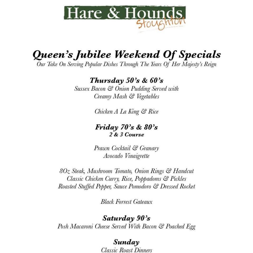 Menu at The Hare & Hounds pub & bar, Stoughton, Nr Chichester