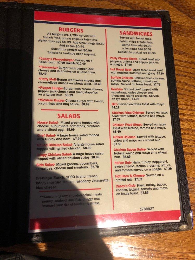 Menu at Casey's Bar & Grill, Wichita