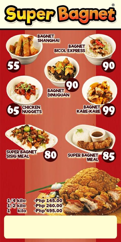 Menu at Super Bagnet - Robinsons Galleria South restaurant, San Pedro