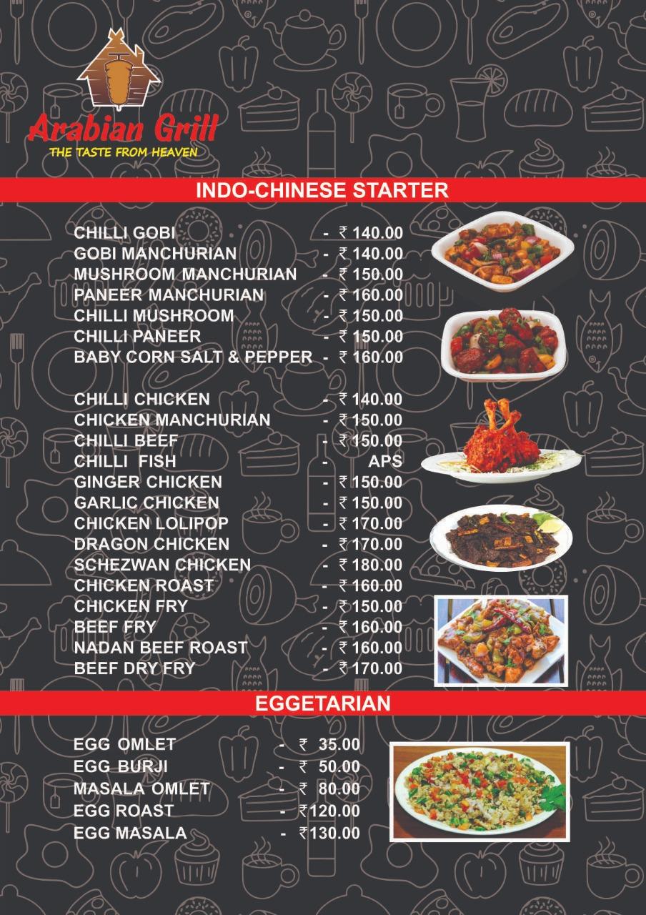 Menu at ARABIAN GRILL, Varkala