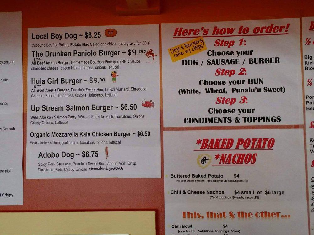 Menu at Big Island Top Dogs restaurant, Hilo