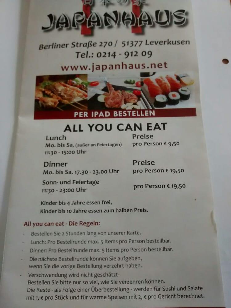 Menu at Japan House Restaurant, Leverkusen