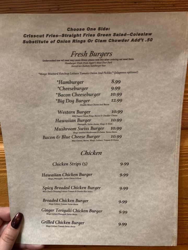 Menu at Salty Dog Eatery restaurant, Deer Park