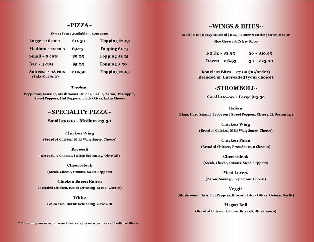 Menu at The Fort Cafe, Forty Fort