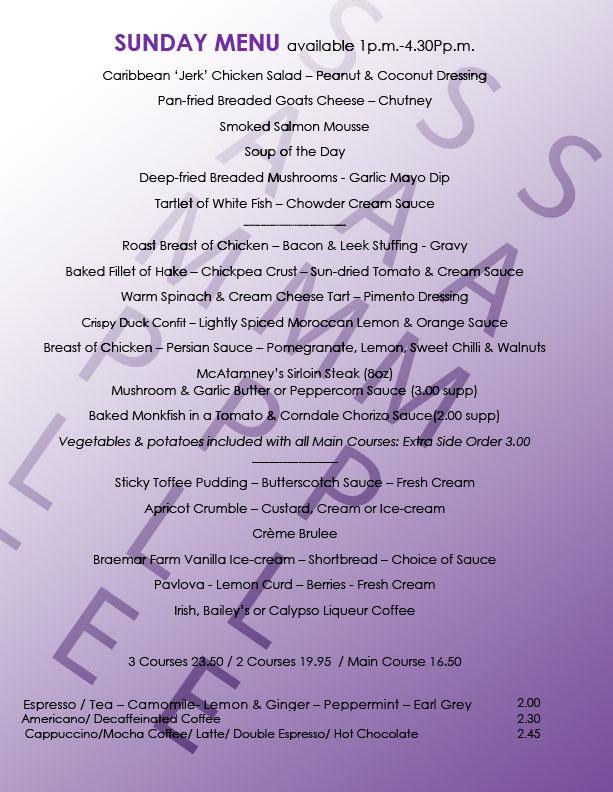 Menu At The Lime Tree Restaurant Limavady Limavady