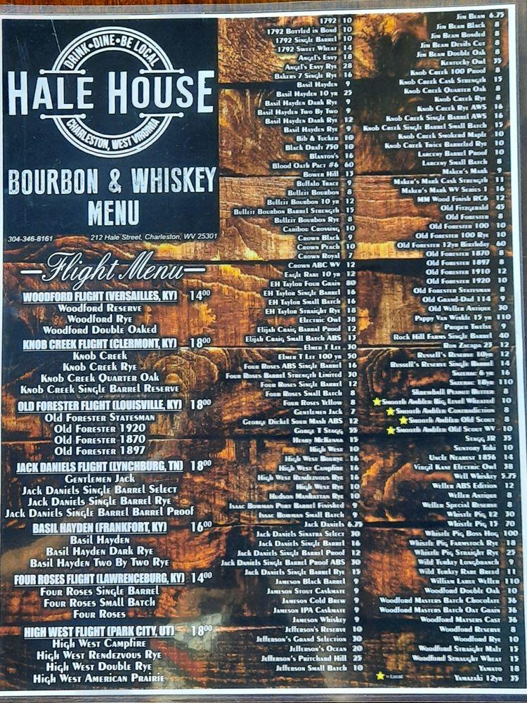 Menu at Hale House restaurant, Charleston
