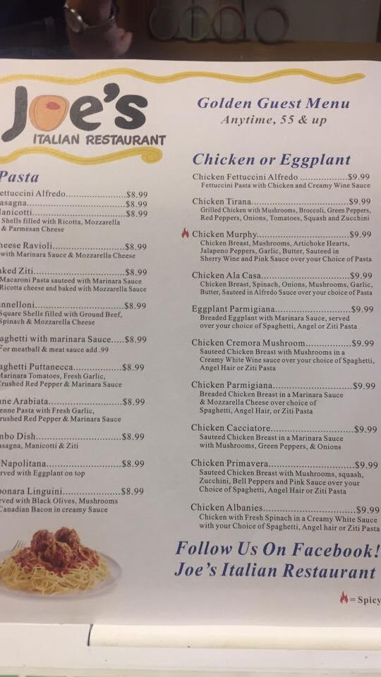 Menu at Joe's Italian Grill And Restaurant, Coldspring, TX150