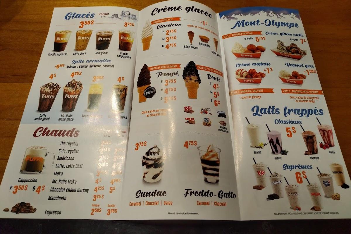 Menu at Mr. Puffs desserts, Brossard