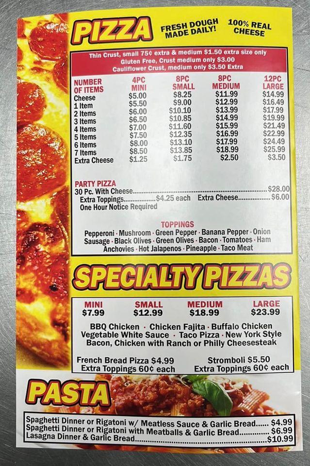 Menu at Expresso Pizza pizzeria, East Canton