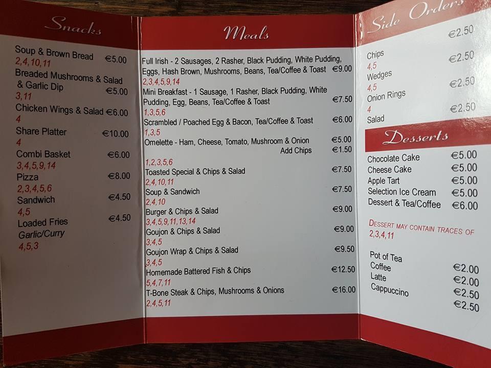Menu at Nadd Pub & Grub, Ireland