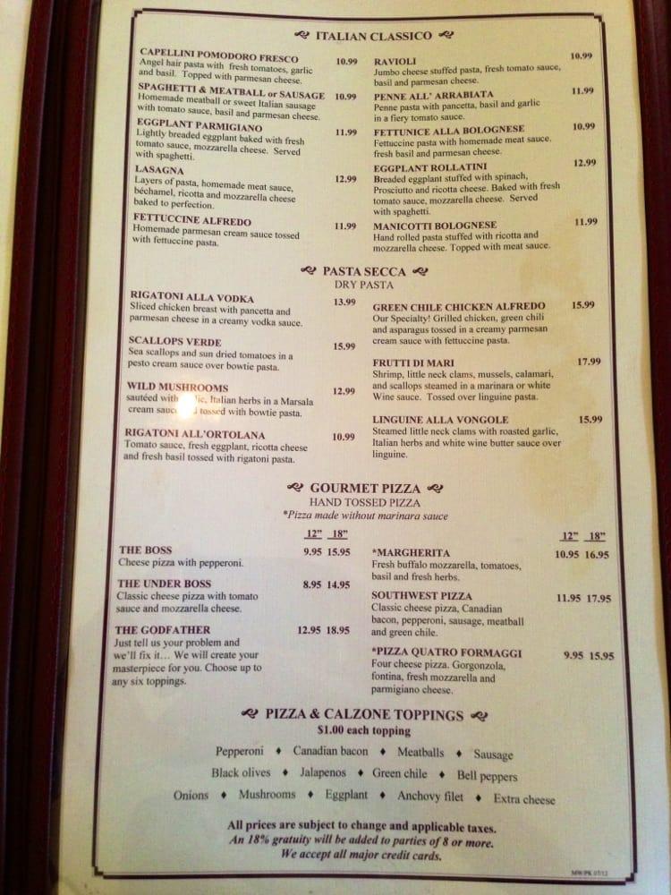 Menu at Pasta Cafe Italian Bistro, Roswell, N Main St