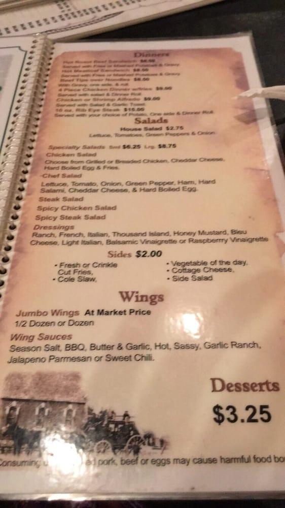 Menu at Millerstown Inn pub & bar, Chicora