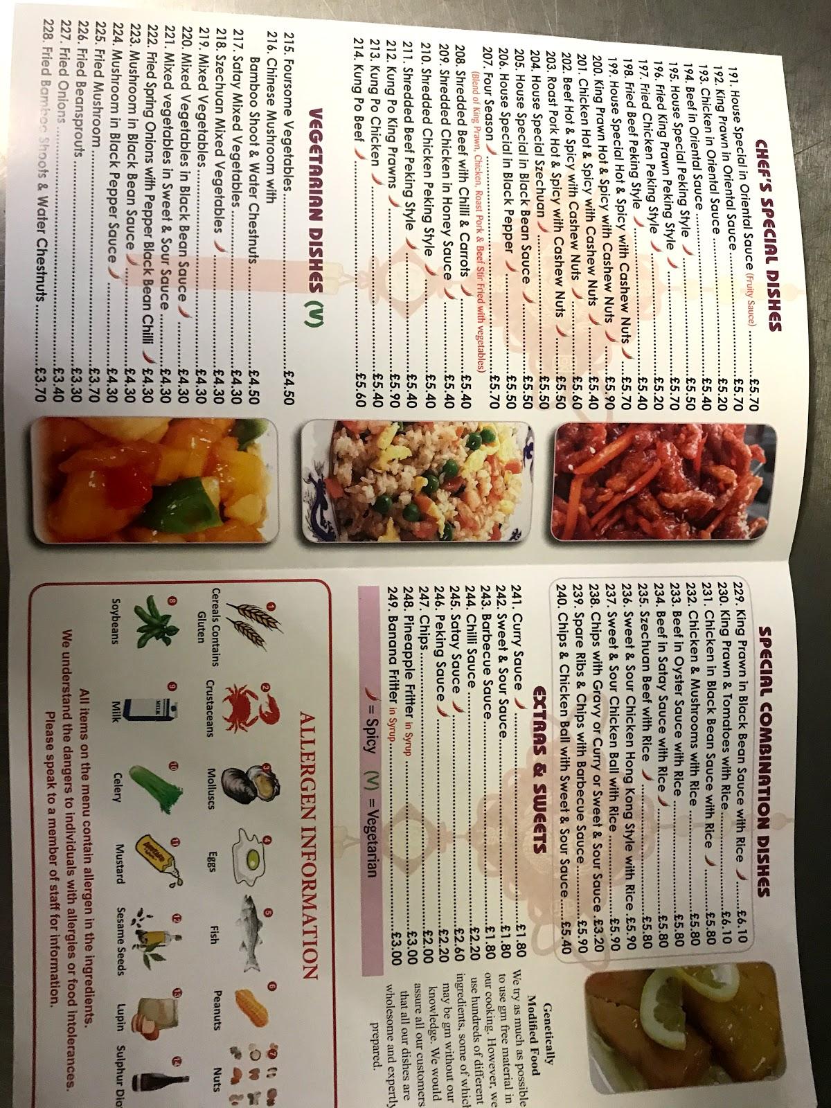 Menu at Golden House restaurant, Wellingborough