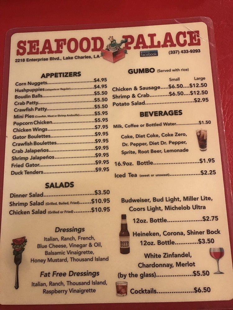 Menu At Seafood Palace Restaurant Lake Charles Enterprise Blvd