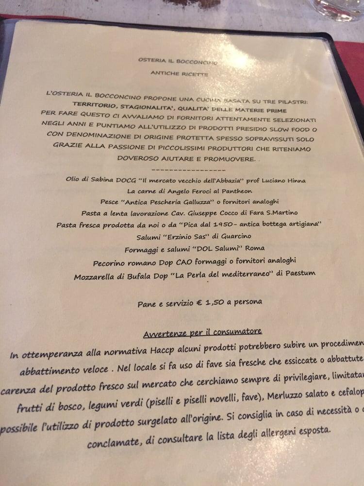 Menu Da Il Bocconcino Pub Bar Roma Via Ostilia