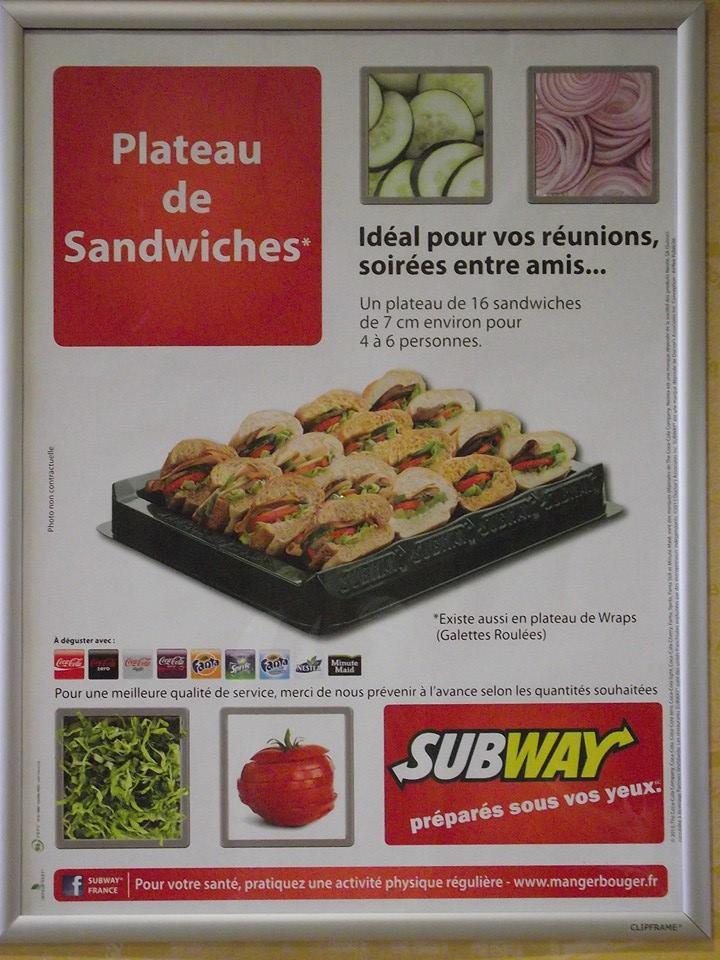 Menu at Subway restaurant, Lanester