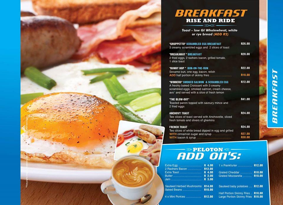 Menu at Pedals Cafe, Randburg, 30 Sparrow Dr