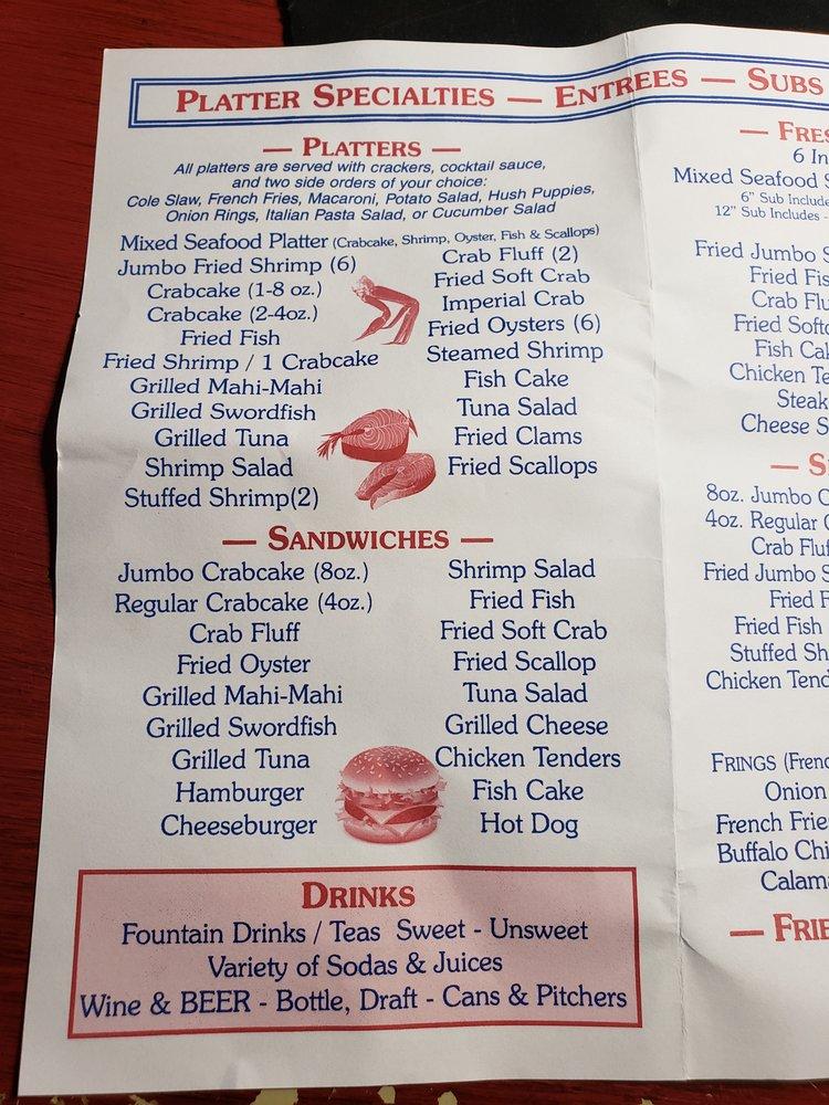 Menu at Anne Arundel Seafood restaurant, Pasadena
