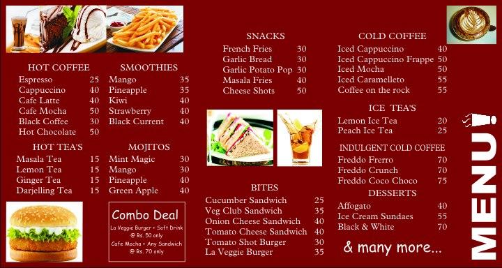 Bean Brothers Cafe menu