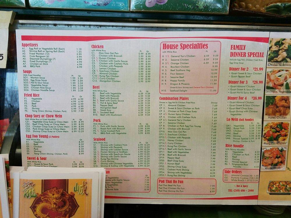 Menu at Dragon Town restaurant, South Lyon