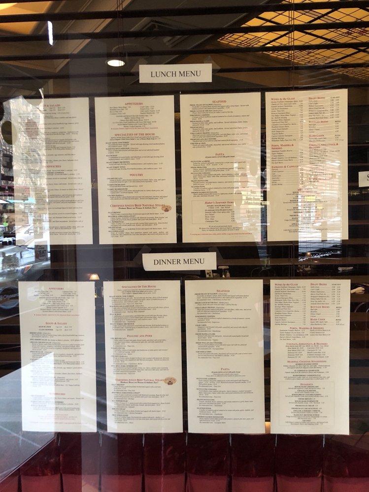 Menu at Huber's Cafe, Portland