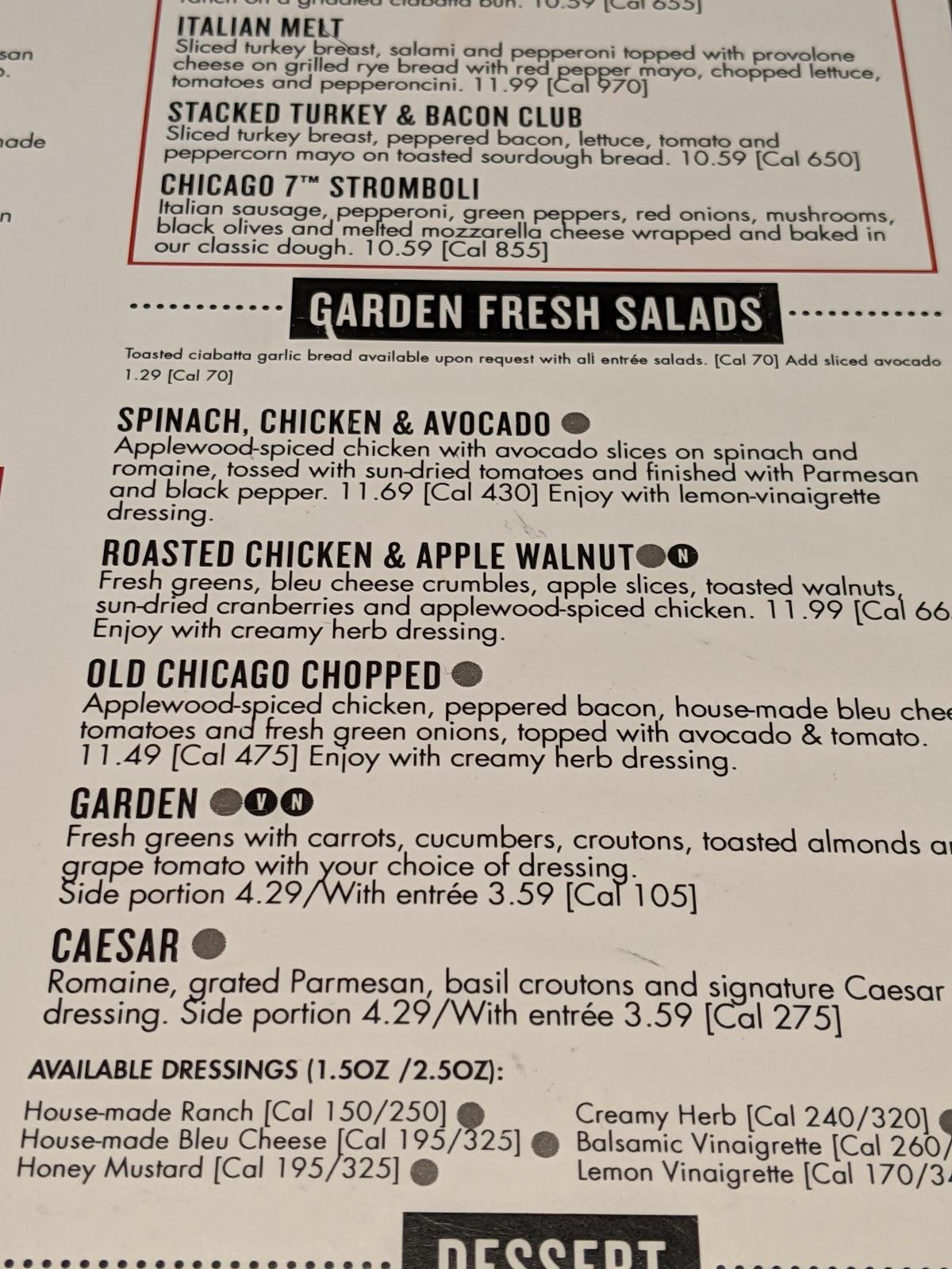 Menu at Old Chicago Pizza + Taproom pub &amp; bar, Rockford