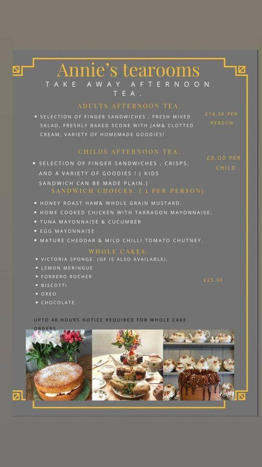 Menu at Annie's Tea Rooms cafe, Liverpool