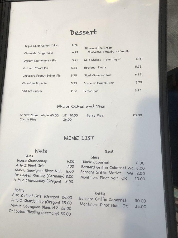 Menu at Parkside Restaurant and Lounge, Garibaldi
