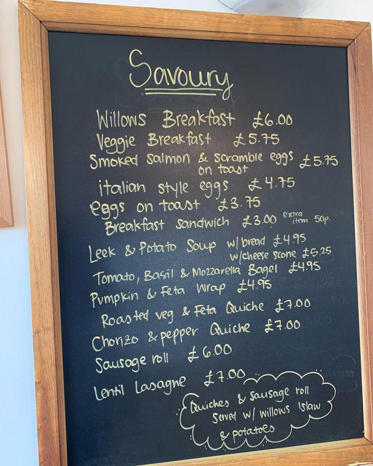 Menu at Willows Cafe, Ditton Priors