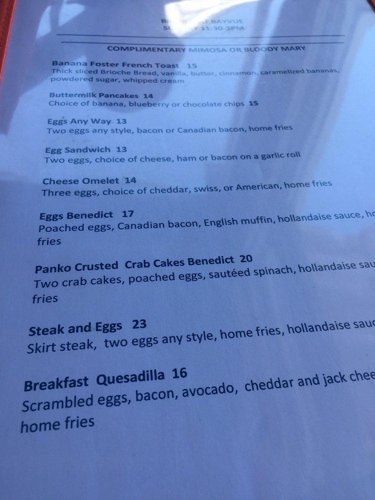 Menu at BayVue pub & bar, Lindenhurst