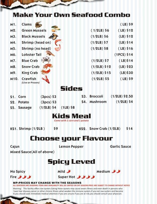 Menu at Craving Crab restaurant, Tulsa