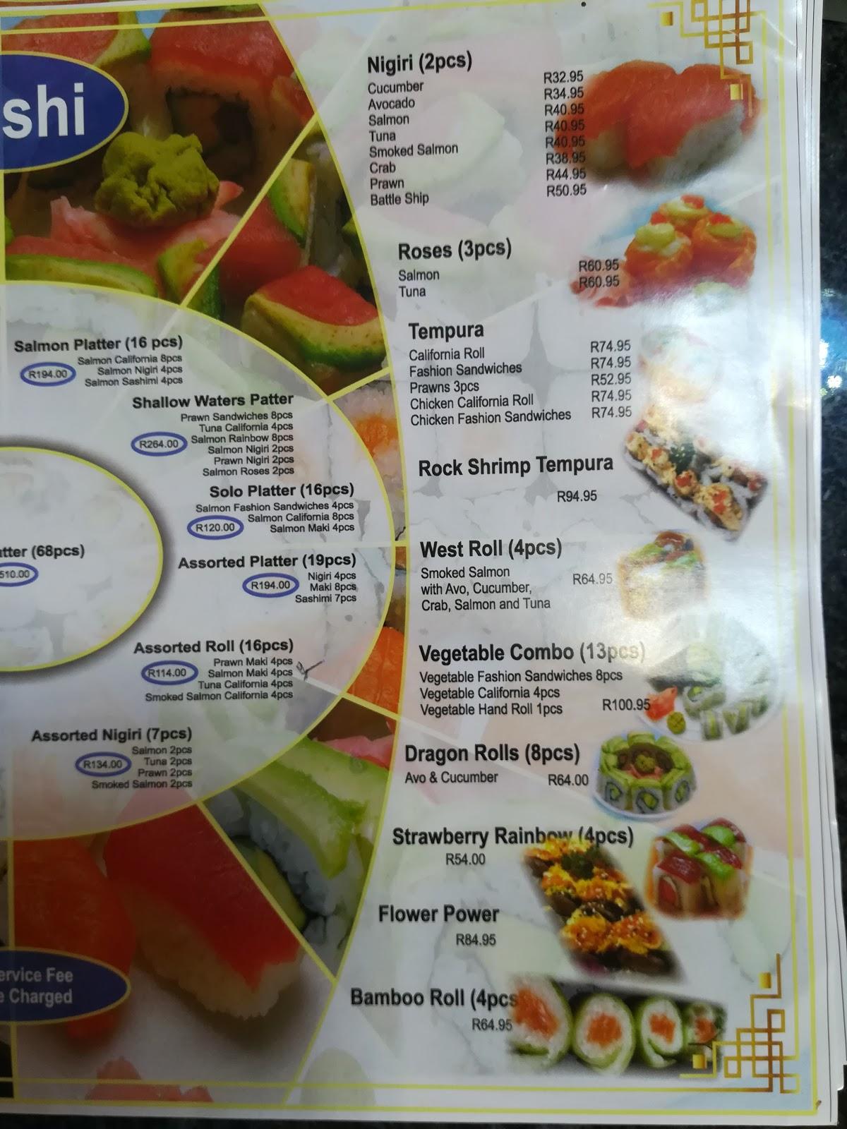 Menu at Shalow Waters Chinese & Sushi Restaurant, Randburg