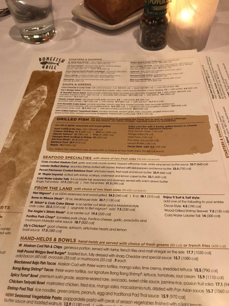 Menu at Bonefish Grill restaurant, Rockville Centre, 340 Sunrise Hwy