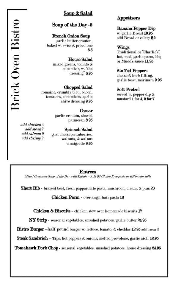 Menu at Brick Oven Bistro pizzeria, Buffalo, 904 Abbott Rd