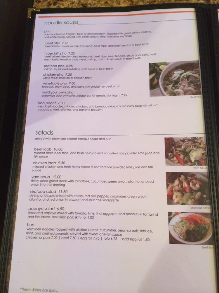 Menu at Banana Blossom restaurant, Minneapolis