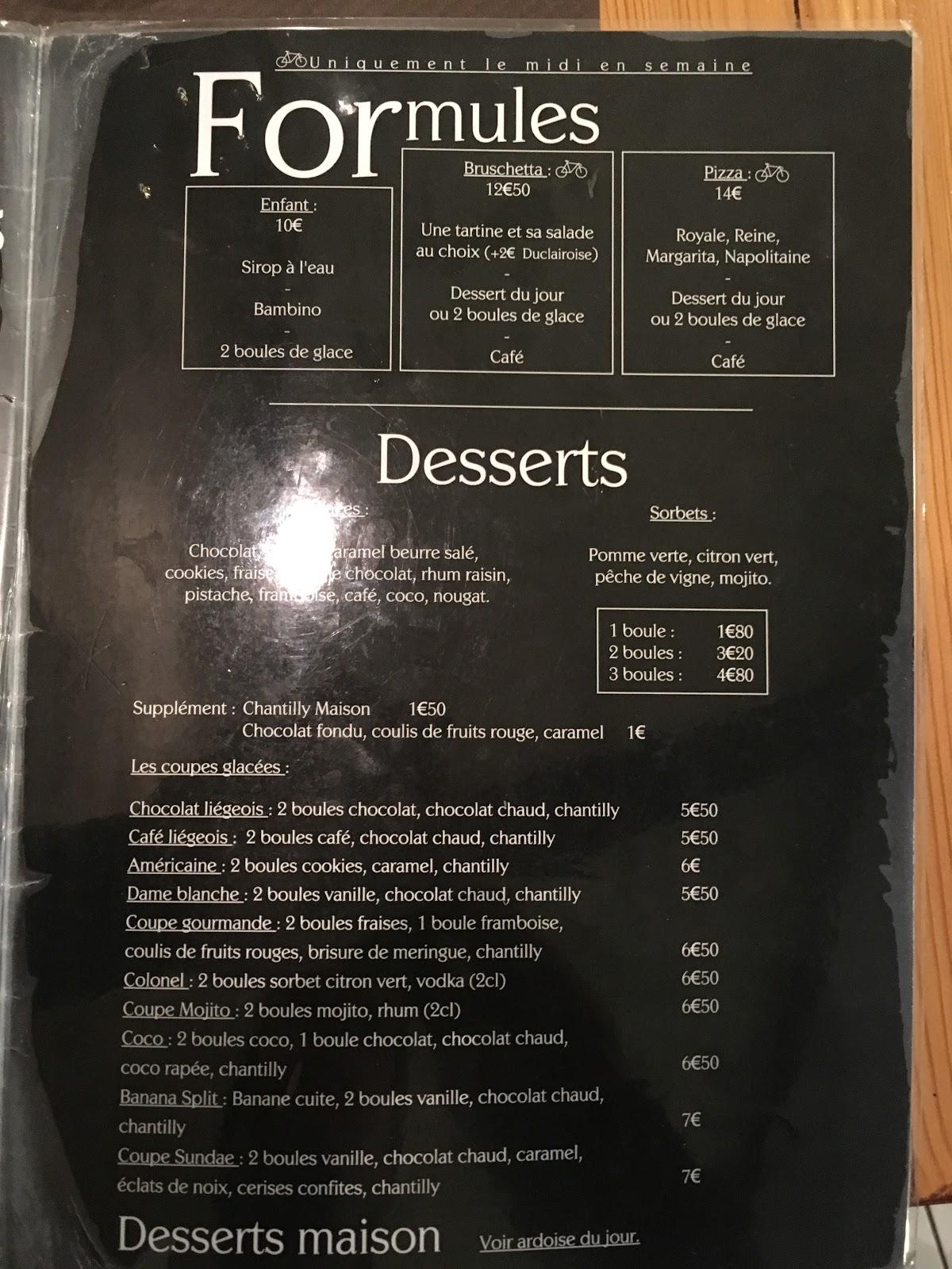 Menu at La petite reine restaurant, Duclair