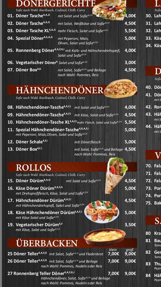 Menu at BaBa'S DÖNER restaurant, Ronnenberg