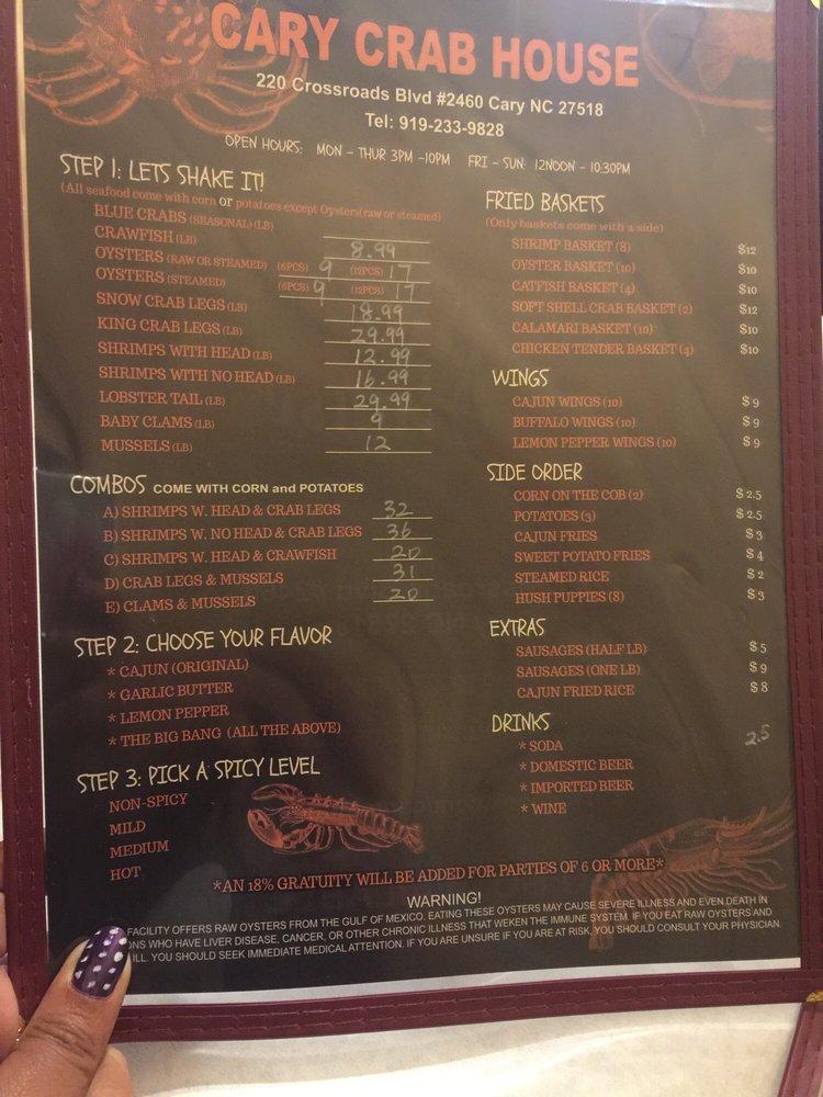 Menu at Cary Crab House restaurant, Cary