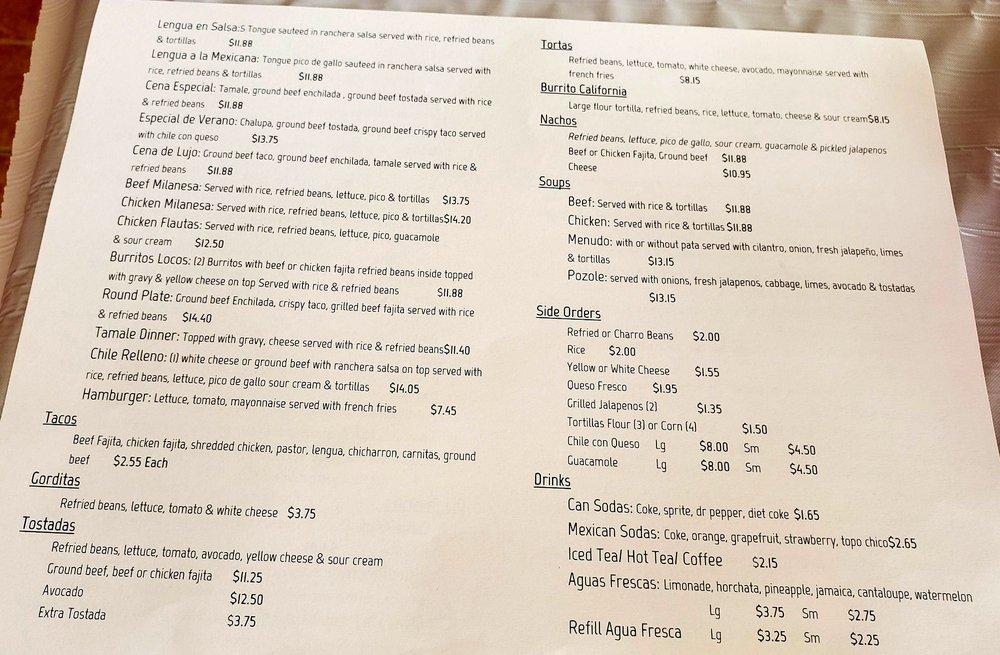 Menu at Las Locas Fajitas restaurant, Houston, Bingle Rd