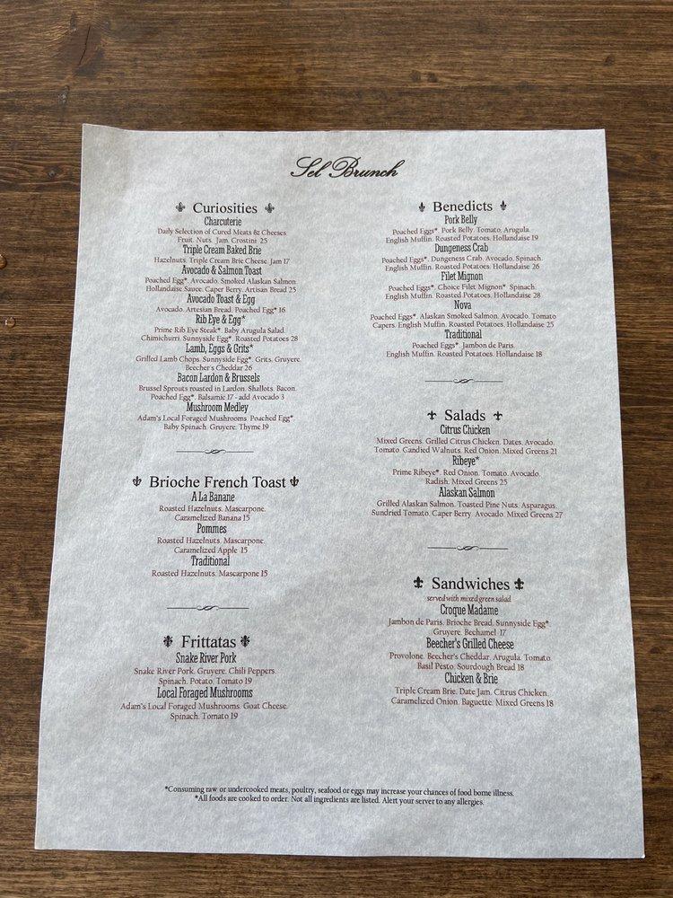 Menu at Le Sel Bistro pub & bar,