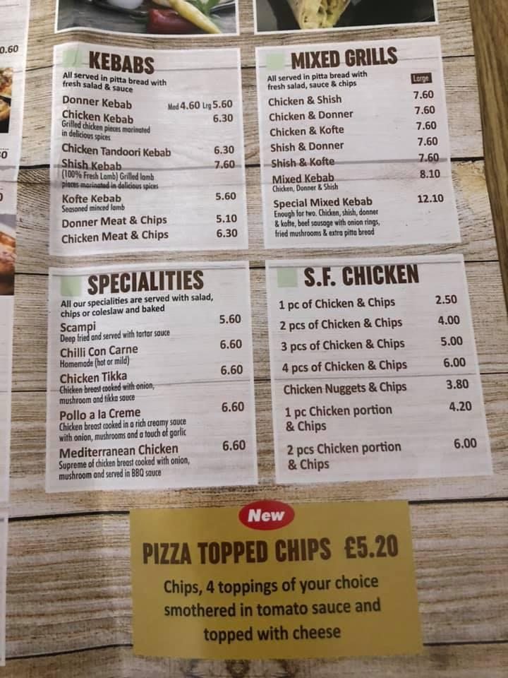Menu at Pizza Parlour fast food, Immingham, 62 Pelham Rd