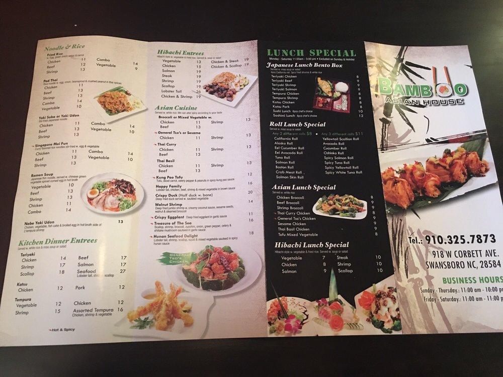 Menu at Bamboo Asian House restaurant, Swansboro