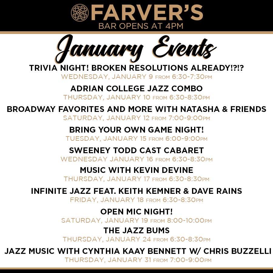 Menu at Farver's pub & bar, Adrian