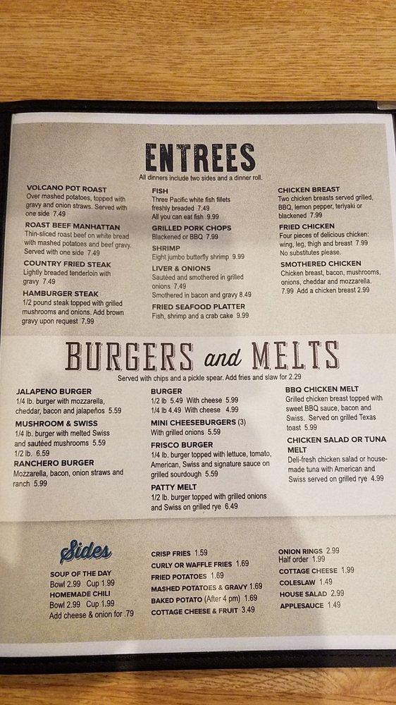 Menu at Harlan Cafe, Harlan