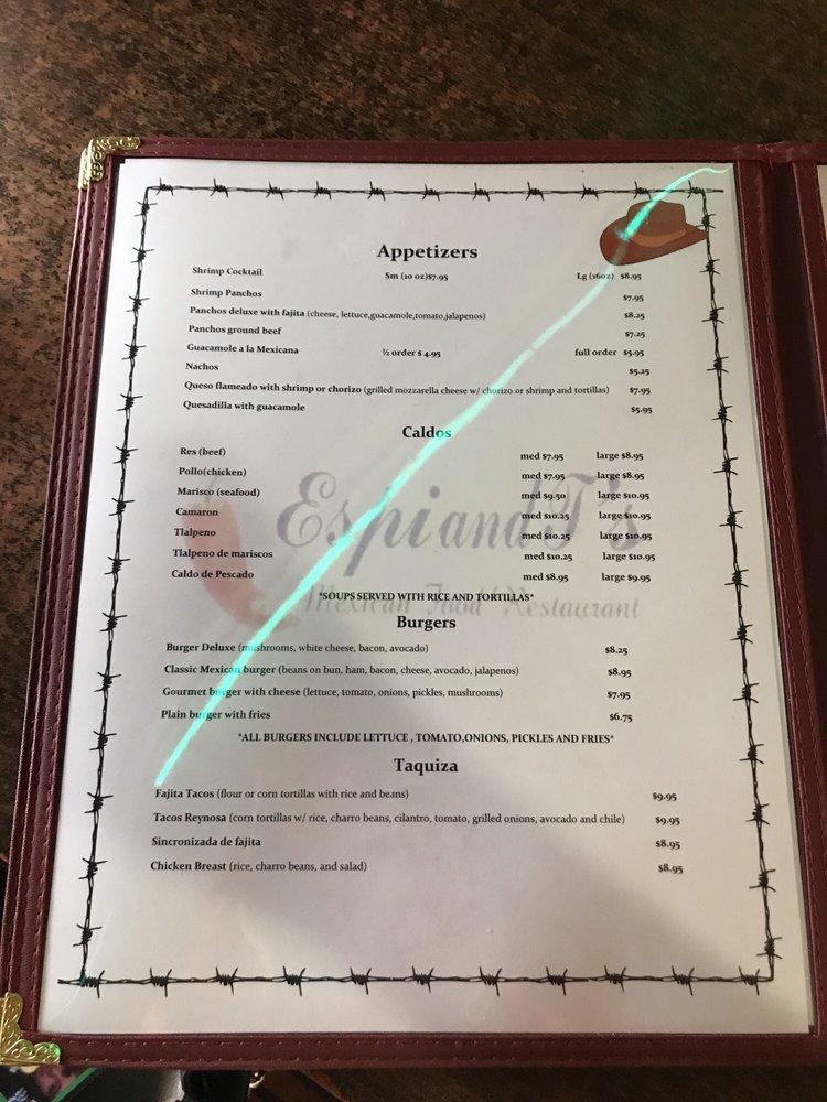 Menu at Espi & T's Mexican Restaurant, McAllen