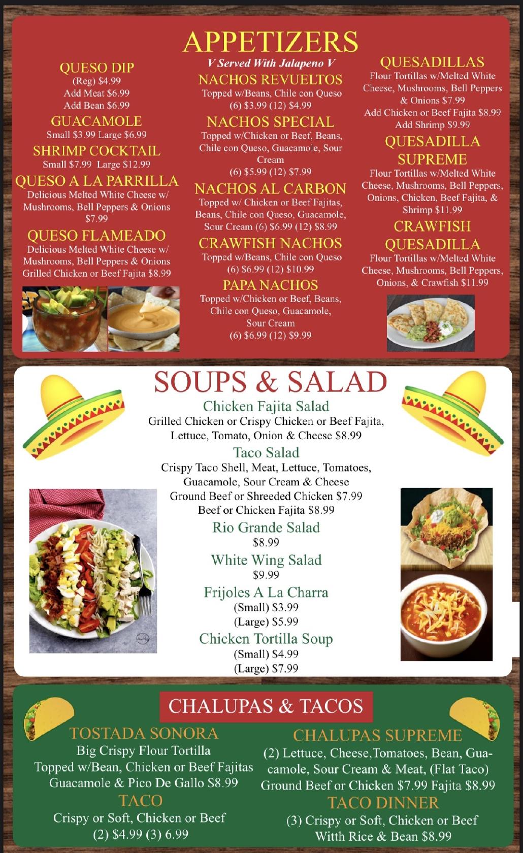 Menu at Laredo TexMex restaurant, Bremond