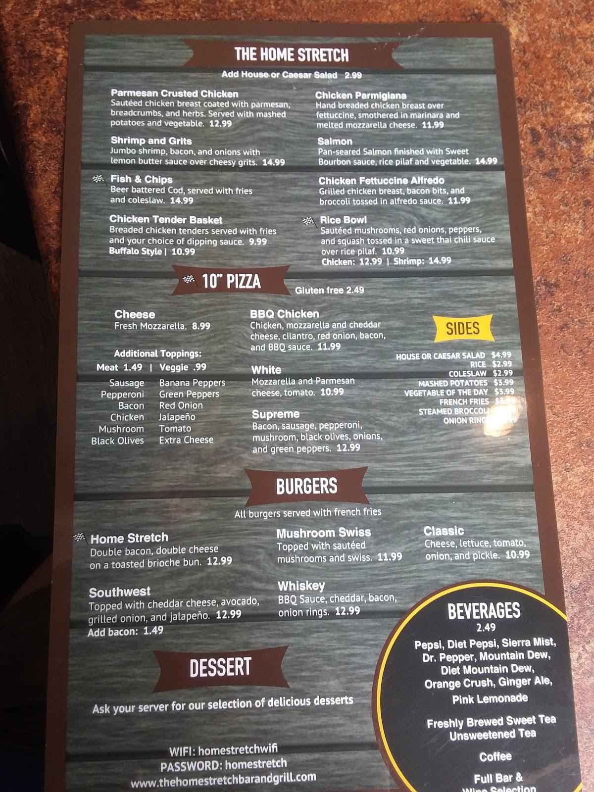 Menu at The Home Stretch Bar and Grill, Nicholasville